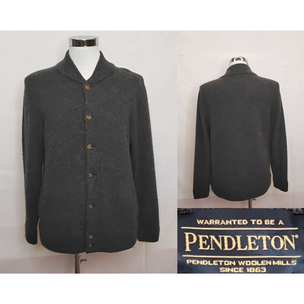 Pendleton Washable Wool Cardigan Sweater Men's M Gray Button Up #W4855